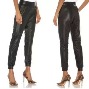 Commando Women’s Medium Black Faux Leather Jogger Relaxed Fit Stretch Pockets